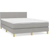 vidaXL Boxspring met matras stof lichtgrijs 140x190 cm