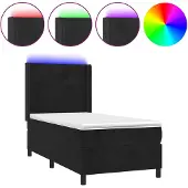 vidaXL Boxspring met matras en LED fluweel zwart 80x200 cm