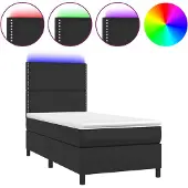 vidaXL Boxspring met matras en LED kunstleer zwart 90x190 cm