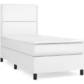 vidaXL Boxspring met matras kunstleer wit 100x200 cm