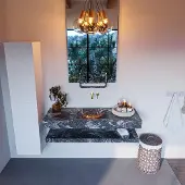 Mondiaz Alan DLux planchet 130cm met wastafel midden zonder kraangat lava