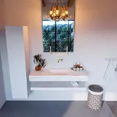 Mondiaz Alan DLux planchet 120cm met wastafel midden zonder kraangat ostra