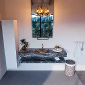 Mondiaz Alan DLux planchet 150cm met wastafel midden 1 kraangat lava