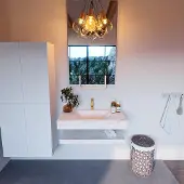 Mondiaz Alan DLux planchet 90cm met wastafel midden 1 kraangat ostra