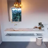 Mondiaz Alan DLux planchet 200cm met wastafel links zonder kraangat frappe