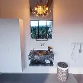 Mondiaz Alan DLux planchet 70cm met wastafel midden zonder kraangat lava