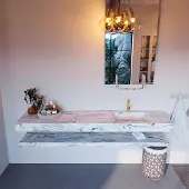 Mondiaz Alan DLux planchet 200cm met wastafel rechts 1 kraangat glace