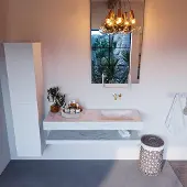 Mondiaz Alan DLux planchet 130cm met wastafel rechts zonder kraangat opalo
