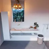 Mondiaz Alan DLux planchet 150cm met wastafel links zonder kraangat frappe
