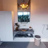 Mondiaz Alan DLux planchet 100cm met wastafel midden zonder kraangat lava