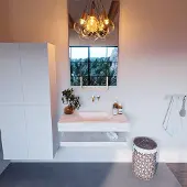 Mondiaz Alan DLux planchet 90cm met wastafel midden zonder kraangat ostra