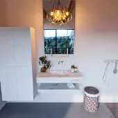 Mondiaz Alan DLux planchet 90cm met wastafel midden zonder kraangat frappe