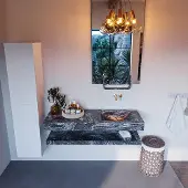 Mondiaz Alan DLux planchet 130cm met wastafel rechts zonder kraangat lava