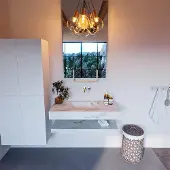 Mondiaz Alan DLux planchet 100cm met wastafel midden zonder kraangat frappe