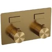 Brauer Gold Carving 2-weg inbouwthermostaat met drukknoppen met in- en afbouwdelen goud geborsteld PVD