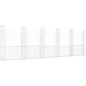 vidaXL Schanskorf U-vormig met 6 palen 620x20x200 cm ijzer