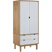 vidaXL Kledingkast OTTA 76,5x53x172 cm massief grenenhout bruin en wit