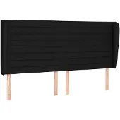 vidaXL Hoofdbord met randen 203x23x118/128 cm stof zwart