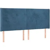 vidaXL Hoofdbord met randen 163x16x118/128 cm fluweel donkerblauw
