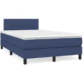 vidaXL Boxspring met matras stof blauw 120x200 cm