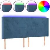 vidaXL Hoofdbord LED 163x16x118/128 cm fluweel donkerblauw