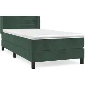 vidaXL Boxspring met matras fluweel donkergroen 90x190 cm