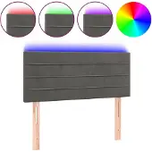 vidaXL Hoofdbord LED 100x5x78/88 cm fluweel donkergrijs