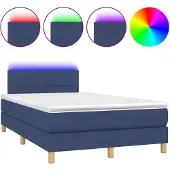 vidaXL Boxspring met matras en LED stof blauw 120x200 cm