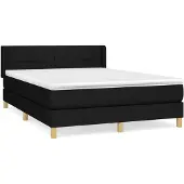 vidaXL Boxspring met matras stof zwart 140x200 cm