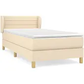 vidaXL Boxspring met matras stof crèmekleurig 90x190 cm