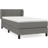 vidaXL Boxspring met matras stof donkergrijs 90x200 cm