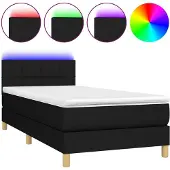 vidaXL Boxspring met matras en LED stof zwart 90x190 cm