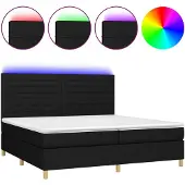 vidaXL Boxspring met matras en LED stof zwart 200x200 cm