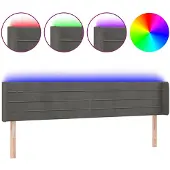 vidaXL Hoofdbord LED 183x16x78/88 cm fluweel donkergrijs