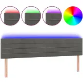vidaXL Hoofdbord LED 180x5x78/88 cm fluweel donkergrijs