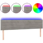 vidaXL Hoofdbord LED 160x5x78/88 cm fluweel lichtgrijs
