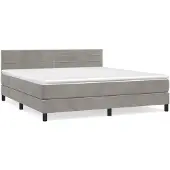 vidaXL Boxspring met matras fluweel lichtgrijs 160x200 cm
