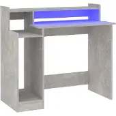 vidaXL Bureau met LED-verlichting 97x45x90 cm bewerkt hout betongrijs