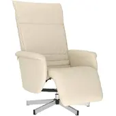 vidaXL Fauteuil verstelbaar met voetensteun kunstleer crèmekleurig