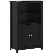 vidaXL Badkamerkast BERG 69,5x34x110 cm massief grenenhout zwart