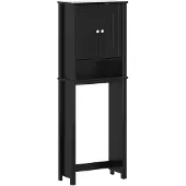 vidaXL Toiletkast BERG, zwart, 60x27x164,5 cm, massief hout