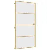 vidaXL Binnendeur smal 102,5x201,5 cm gehard glas en aluminium goud