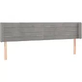 vidaXL Hoofdbord met randen 203x16x78/88 cm fluweel lichtgrijs