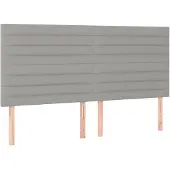 vidaXL Hoofdbord lichtgrijs 180x5x118/128 cm stof