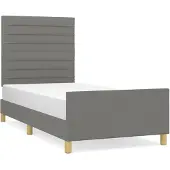 vidaXL Bedframe zonder matras, donkergrijs, 100x200 cm, stof
