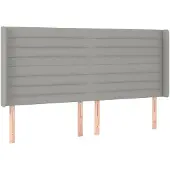 vidaXL Hoofdbord met randen 183x16x118/128 cm stof lichtgrijs