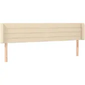 vidaXL Hoofdbord met randen 203x16x78/88 cm stof crèmekleurig