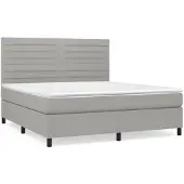 vidaXL Boxspring met matras stof lichtgrijs 180x200 cm