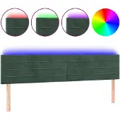 vidaXL Hoofdbord LED 200x5x78/88 cm fluweel donkergroen