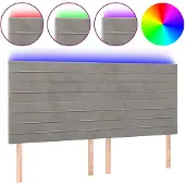 vidaXL Hoofdbord LED 160x5x118/128 cm fluweel lichtgrijs